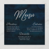 ネイビー光沢シルバーブルーウォーターカラースクエアディナー メニュー (正面)