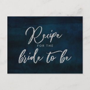 ネイビー光沢シルバーブルーブライドへレシピカード 案内ポストカード