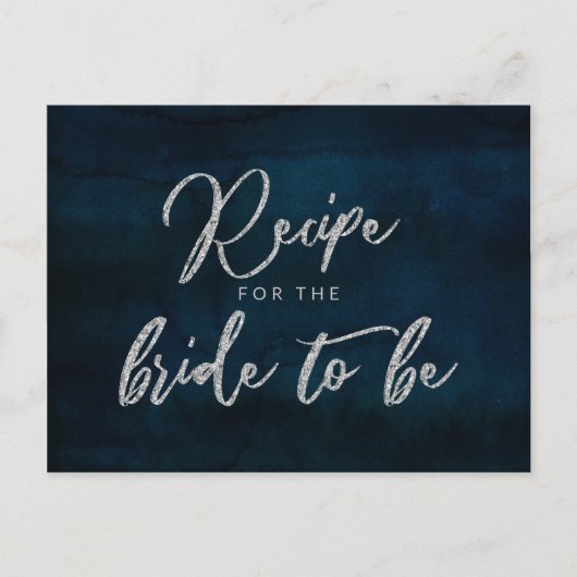 ネイビー光沢シルバーブルーブライドへレシピカード 案内ポストカード (正面)