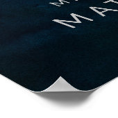 ネイビー光沢シルバーブルーモノグラムゲストブックサイン ポスター (角)