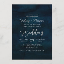 ネイビー光沢ダークブルーミニマルモノグラ結婚ム