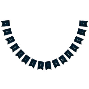 ネイビー光沢ダークブルー愛は甘結婚い バンティングフラッグ