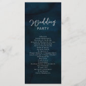 ネイビー光沢ダークブルー水結婚色の儀式 プログラム (裏面)