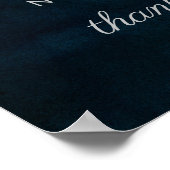 ネイビー光沢ダークブルー結婚シルバーの歓迎サイン ポスター (角)