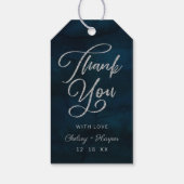 ネイビー光沢ダークブルー結婚シルバー ギフトタグ (裏面)