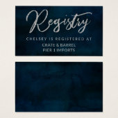 ネイビー光沢ブルーシャワーギフトレジストリ挿入カード (正面&裏面)