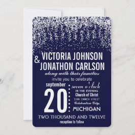 ネイビー写真紙吹雪ModernTypography 招待状