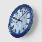 ネイビー加工，魚，ピンク – サンゴ ラウンド壁時計 (傾斜)