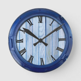 ネイビー加工,魚,ピンク – サンゴ ラウンド壁時計