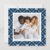 ネイビー北欧スノーフレーク模様の写真 シーズンカード (正面)