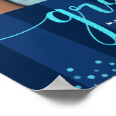 ネイビー卒業式3フォトターコイズグリッタースクリプト ポスター (角)