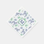 ネイビー名門私立校風のゼブラマルティニスホワイトモノグラム スタンダードカクテルナプキン (角)