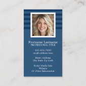 ネイビー名門私立校風のパタストライプのーン名前をカスタムすると写真 名刺 (裏面)