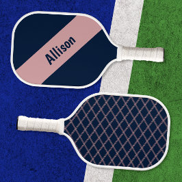 ネイビー名門私立校風のピックボールパドル名付きピンク ピックルボールラケット