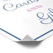 ネイビー名門私立校風のピンクカードとギフトウェディングシャワー ポスター (角)