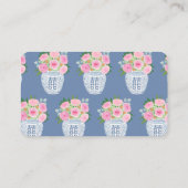 ネイビー名門私立校風のブルーとピンクのブライダルシャワー名簿 エンクロージャーカード (裏面)