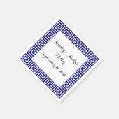 ネイビー名門私立校風のブルーホワイトギリシャ鍵パターン スタンダードカクテルナプキン (角)