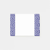 ネイビー名門私立校風のブルーホワイトギリシャ鍵パターン ポストイット (正面)