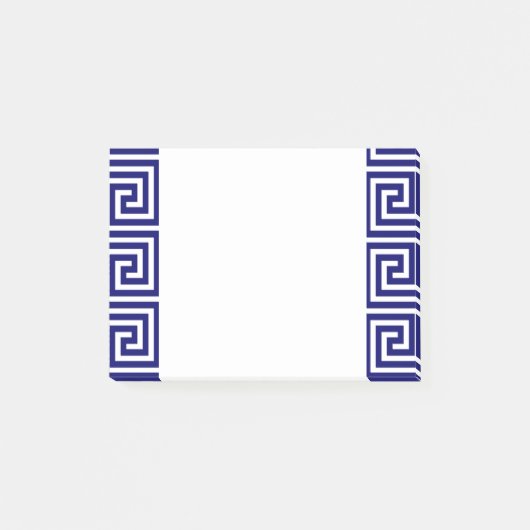 ネイビー名門私立校風のブルーホワイトギリシャ鍵パターン ポストイット (正面)