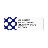 ネイビー名門私立校風のブルーホワイト水玉模様パターン ラベル (正面)