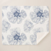 ネイビー図解入りの、写真付きのポピーの花 シェルパブランケット (正面(横))