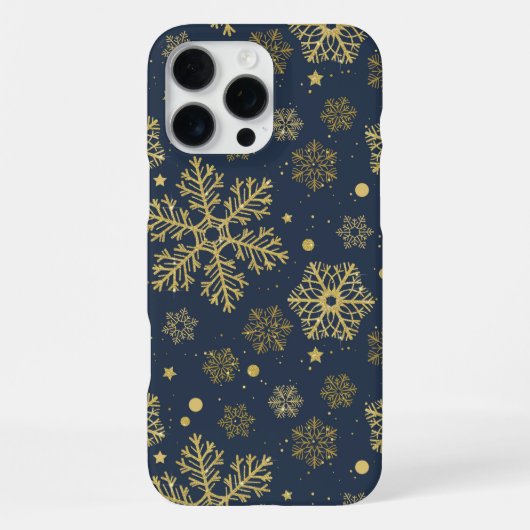ネイビー地にゴールドの雪の結晶 iPhoneケース (裏面)