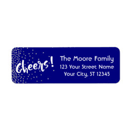 ネイビー地にシルバー＋ホワイトの"Cheers!" ラベル