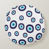ネイビー地中海のアクアブルーナザリラックスイブアイズ ラウンドクッション (裏面)