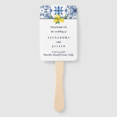 ネイビー地中海のレモンイタリアン結婚式 プログラム ハンドファン (正面)