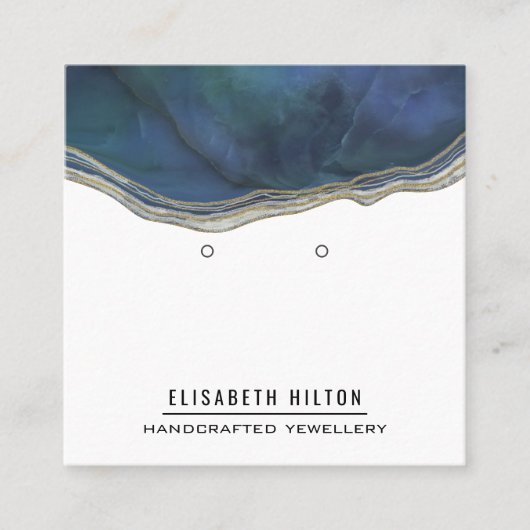 ネイビー大理石製イヤリングディスプレイ スクエア名刺 (正面)