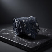ネイビー天文学望遠鏡惑星星柄 ネクタイ