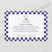 ネイビー市松模様にブルーテディベア – 私たちの小さなキューブ本 エンクロージャーカード (正面)