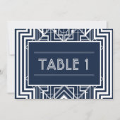 ネイビー幾何学模様のテーブルナンバー 招待状 (正面)