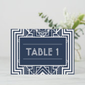 ネイビー幾何学模様のテーブルナンバー 招待状 (スタンド正面)