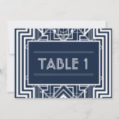 ネイビー幾何学模様のテーブルナンバー 招待状 (裏面)