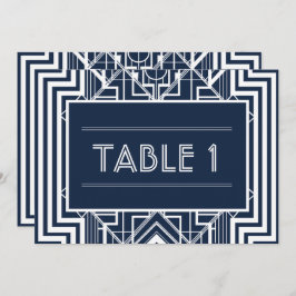 ネイビー幾何学模様のテーブルナンバー 招待状