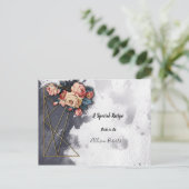 ネイビー幾何学的水色ブライダルシャワーレシピ ポストカード (スタンド正面)