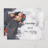 ネイビー幾何学的水色ブライダルシャワーレシピ ポストカード (正面/裏面)