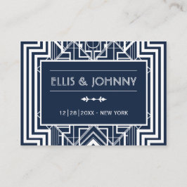 ネイビー幾何結婚座席表 プレイスカード