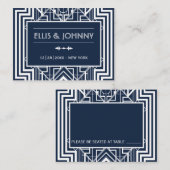 ネイビー幾何結婚座席表 プレイスカード (正面/裏面)