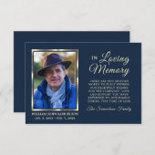 ネイビー悔やみや弔慰葬儀記念ありがとう写真 サンキューカード (正面/裏面)