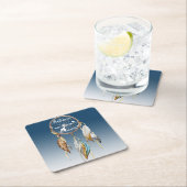 ネイビー感動的ブルードリームグラデーションキャッチャー スクエアペーパーコースター (インサイチュ)