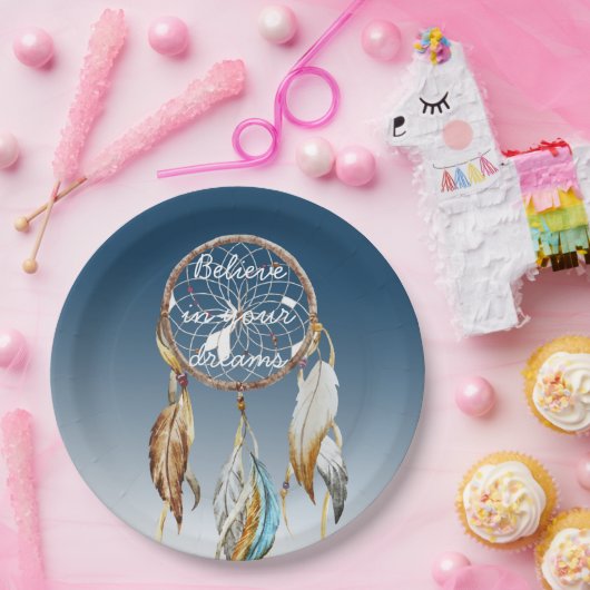 ネイビー感動的ブルードリームグラデーションキャッチャー ペーパープレート (パーティー)