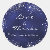 ネイビー感謝していブ・ブルー結婚シルバー ラウンドシール (正面)