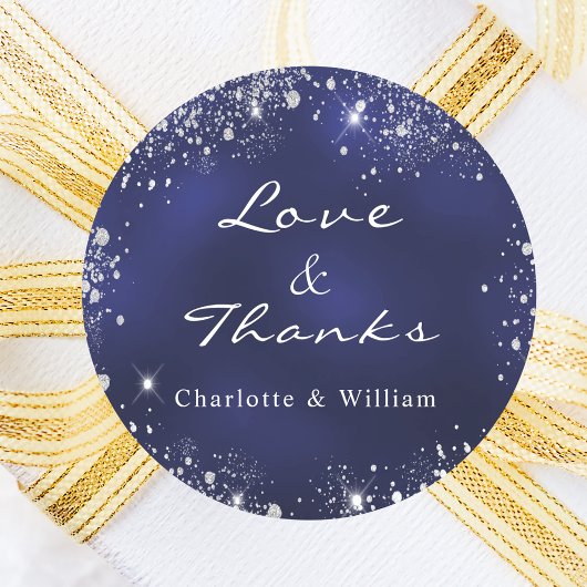 ネイビー感謝していブ・ブルー結婚シルバー ラウンドシール