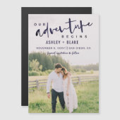 ネイビー我々の冒険を開始する写真を保存する日付 (正面/裏面)