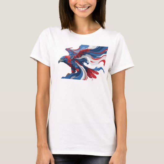 ネイビー抽象的イーグル トレンディーTシャツ Tシャツ (正面)