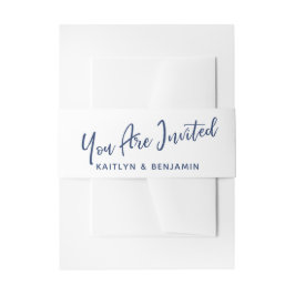 ネイビー招待されとホワイトの手書き 招待状ベリーバンド