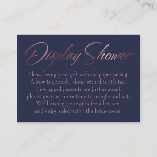 ネイビー挿入バラカードにシャワーラベル金ゴールドを表示 エンクロージャーカード (正面)