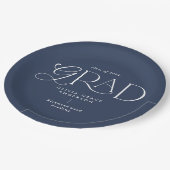 ネイビー数々のブルーモダン写真 ペーパープレート (アングル)